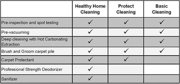 Infographic comparing three home cleaning packages: 'Basic Clean' with broom, 'Premium Shine' with vacuum, and 'Elite Deep Clean' with steam cleaner. Features are highlighted with icons and text in soft blues, greens, and grays, emphasizing cleanliness and freshness.